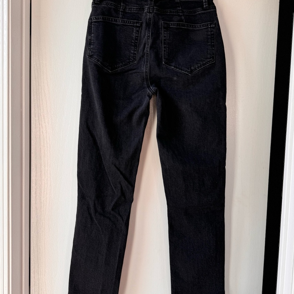 Paige Jeans Womens 26 Virgo Washed Black Sarah Slim High Rise Raw Hem Zippers - Picture 2 of 2